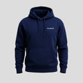 Navy blue hoodie with the word Visualsoft in white on the chest. It has a front pocket and drawstrings.